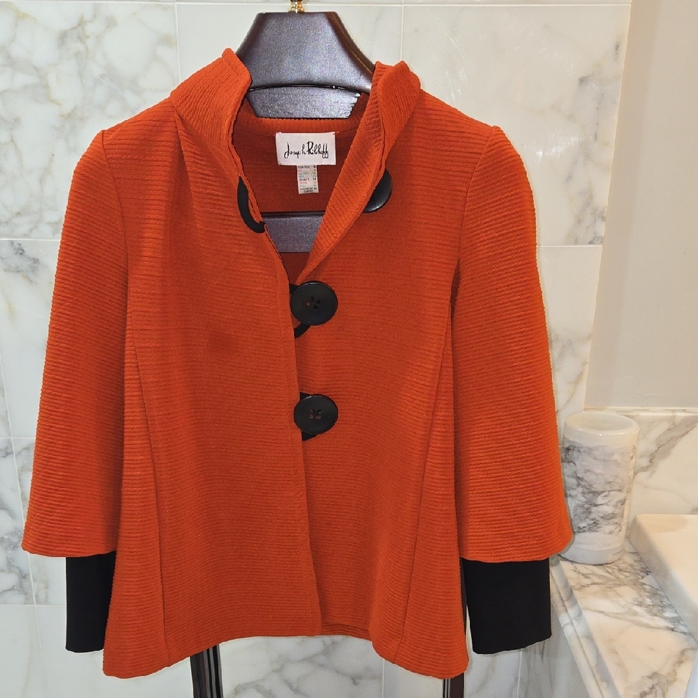 Joseph Ribkoff burnt orange swing coat, Size 6, built in sleeves
